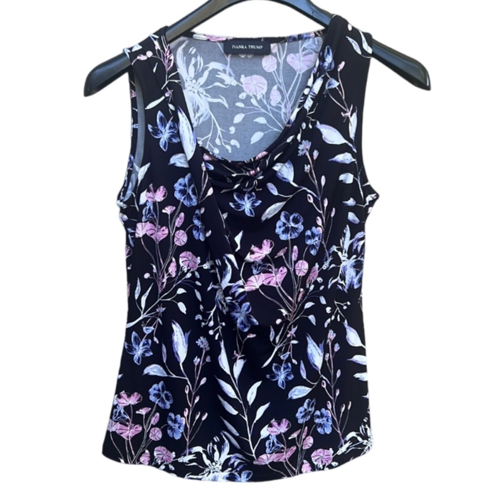 Ivanka Trump Floral Scoop Neck Sleeveless Top Size Small Spring Summer Dressy